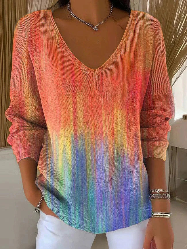 BENEDETTA | KNIT V-NECK MULTICOLOR SWEATER