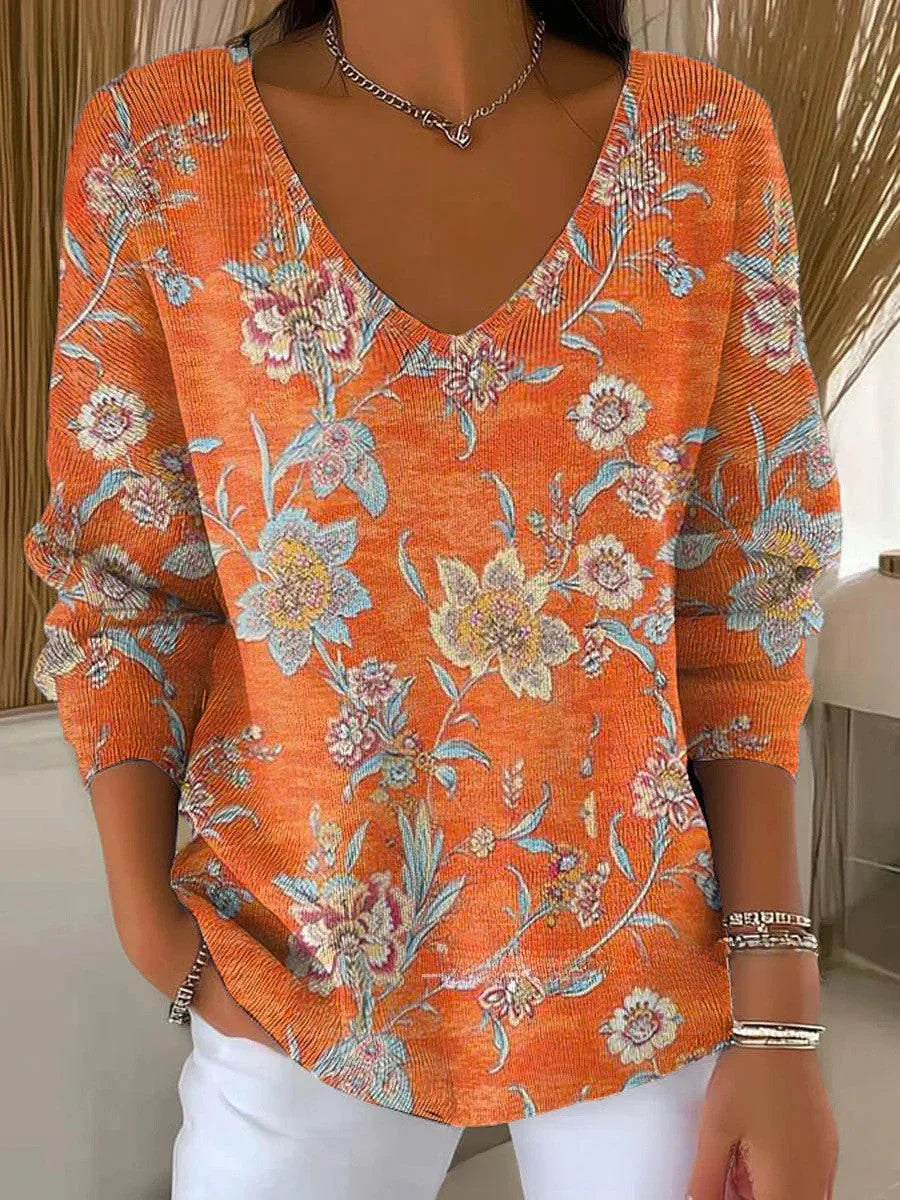 BENEDETTA | KNIT ORANGE V-NECK SWEATER