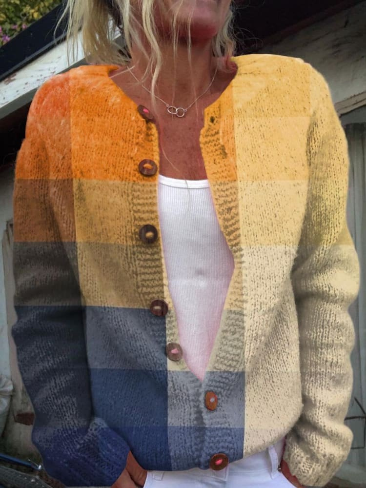 Amber | Sunset Plaid Cardigan