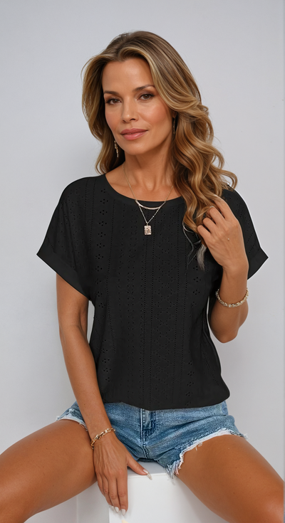 Sarah | Chic Eyelet Blouse
