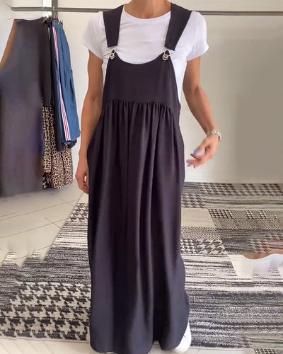 Emily | Chic Solid Color Suspender Dress