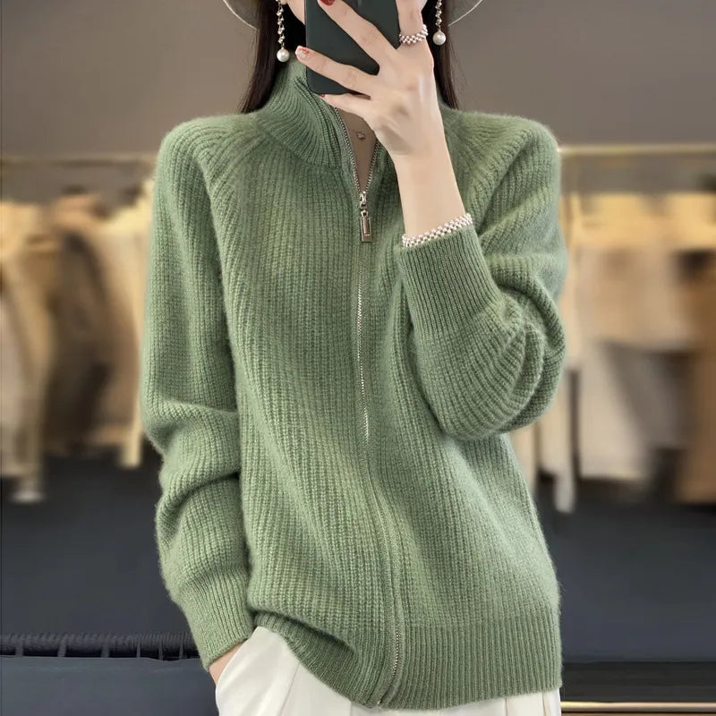Charlotte | Zippered Wool Cardigan