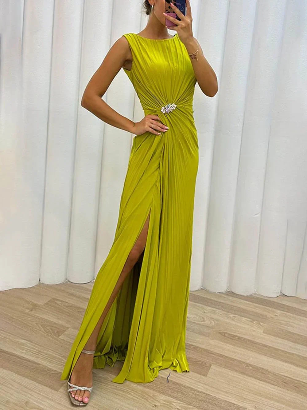 Davina | Pleated Maxi Evening Dress