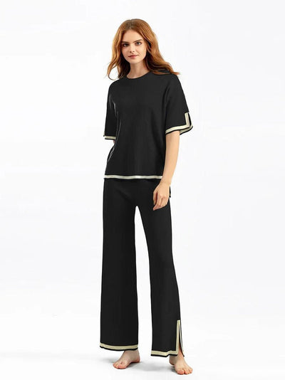 Charlotte | Chic Ice Silk Short Sleeve Co-Ord Set