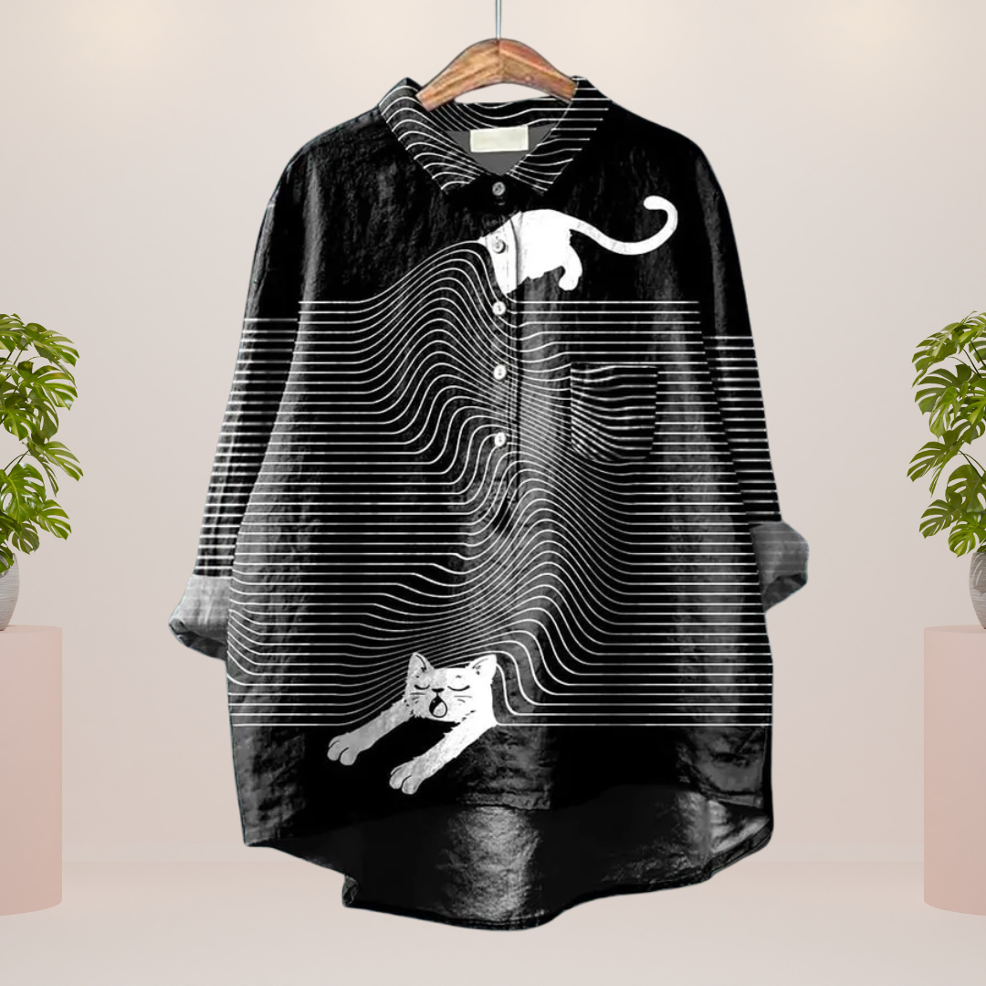 Freya | Fun Dog Print Button-Up Shirt