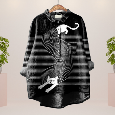 Freya | Fun Dog Print Button-Up Shirt