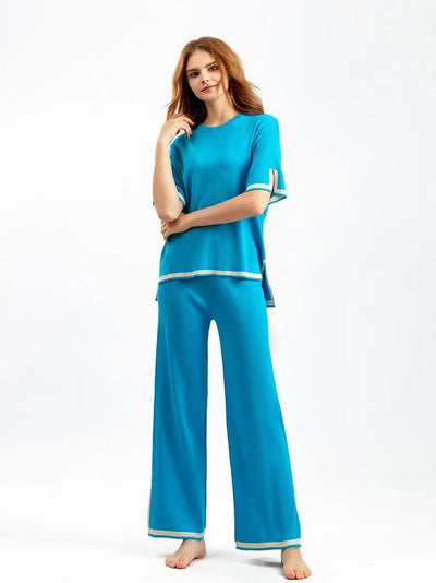 Charlotte | Chic Ice Silk Short Sleeve Co-Ord Set