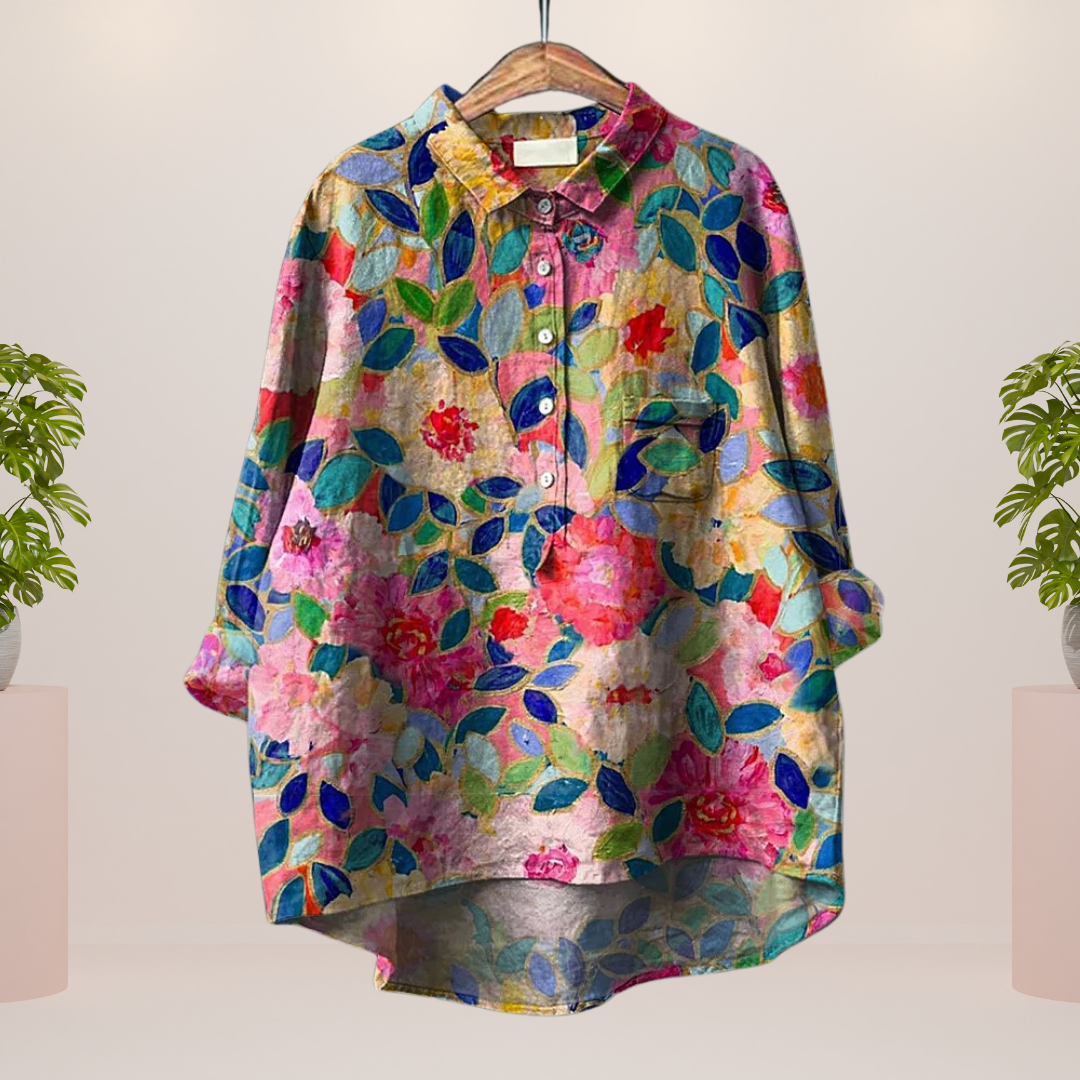 Freya | Fun Dog Print Button-Up Shirt