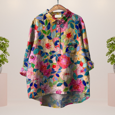 Freya | Fun Dog Print Button-Up Shirt
