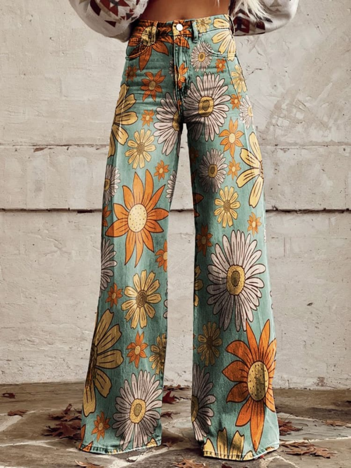 Scarlett | Retro Floral Wide Leg Trousers