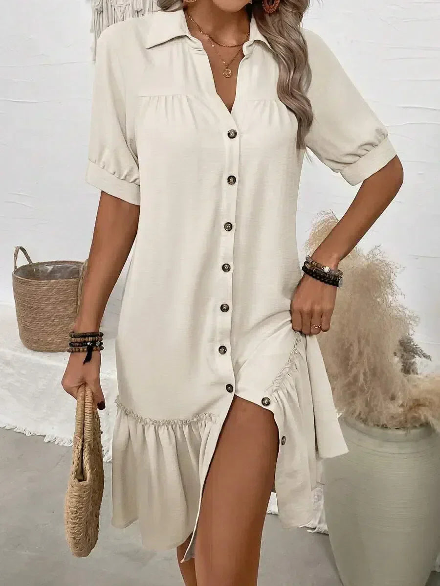 Marlowe | Ruffle-Hem Button-Front Dress