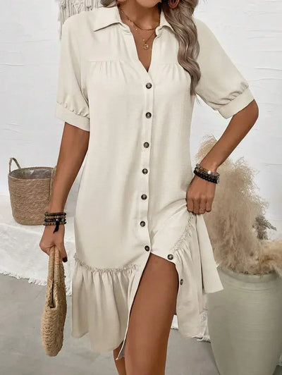 Marlowe | Ruffle-Hem Button-Front Dress