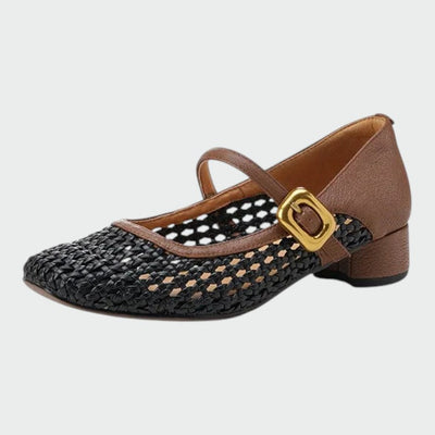 Leona - Woven Buckle Mary Jane Shoes