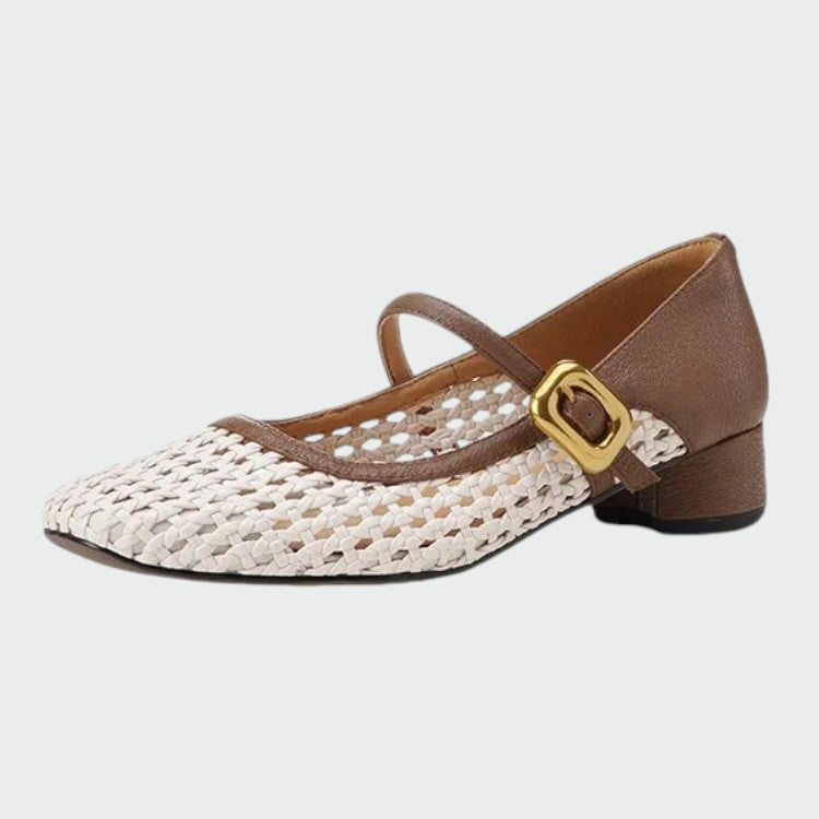 Leona - Woven Buckle Mary Jane Shoes