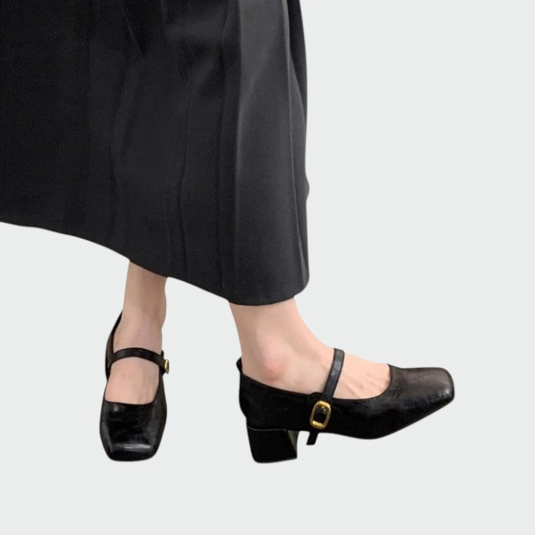 Sarah – Square Tip High Heeled Mary Jane Shoes