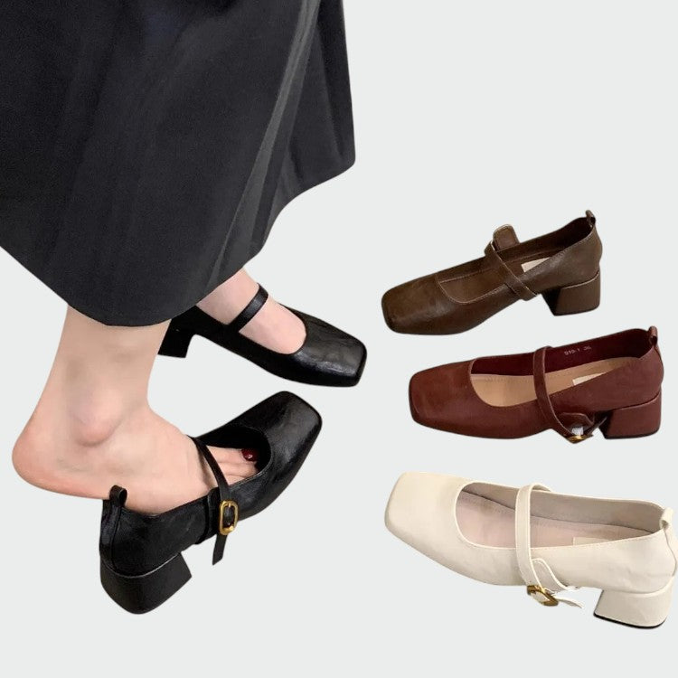 Sarah – Square Tip High Heeled Mary Jane Shoes