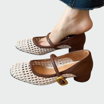 Leona - Woven Buckle Mary Jane Shoes