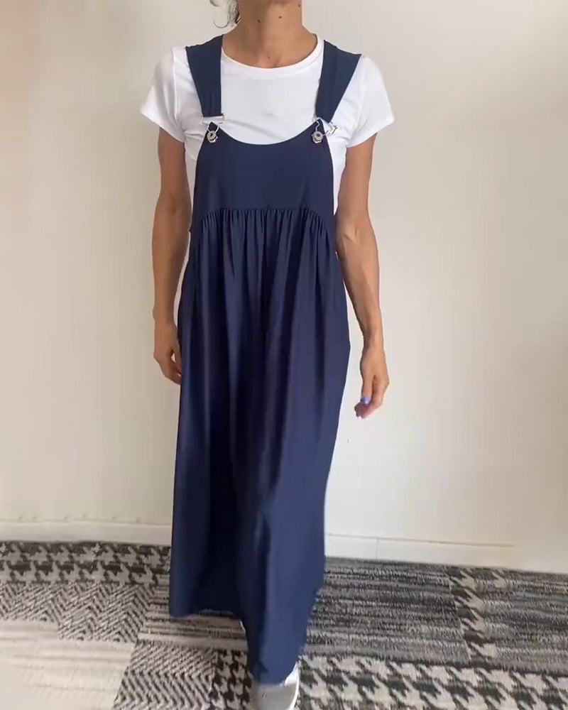 Emily | Chic Solid Color Suspender Dress