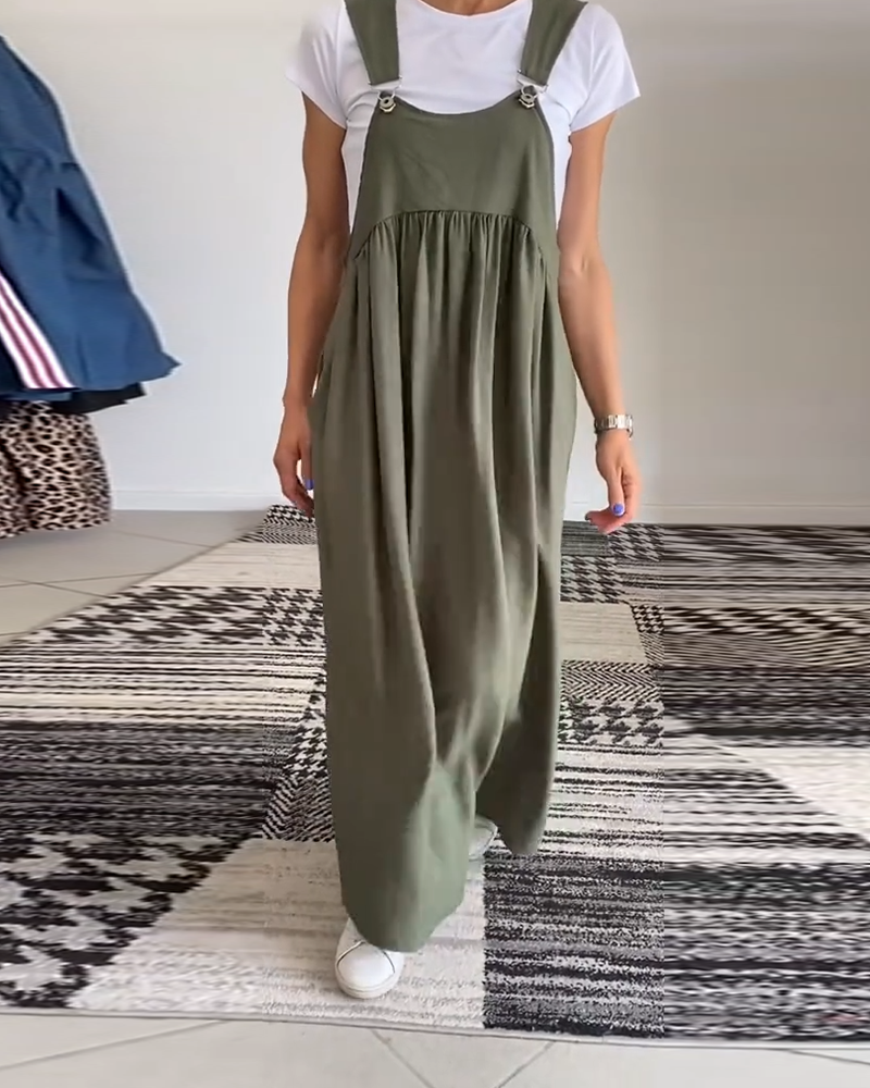 Emily | Chic Solid Color Suspender Dress