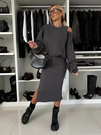Sophia | Chic Two-Piece Ensemble (Dress + Sweater)