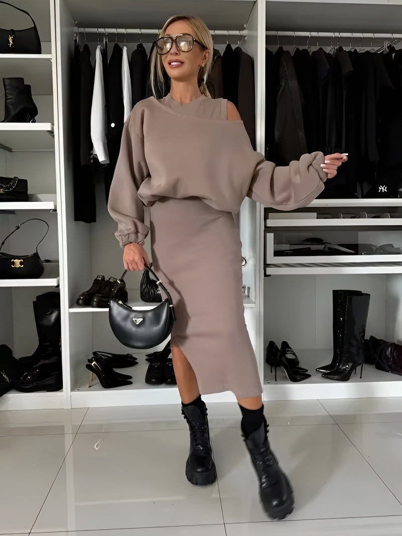 Sophie | Chic Two-piece Ensemble (Dress + Sweater)
