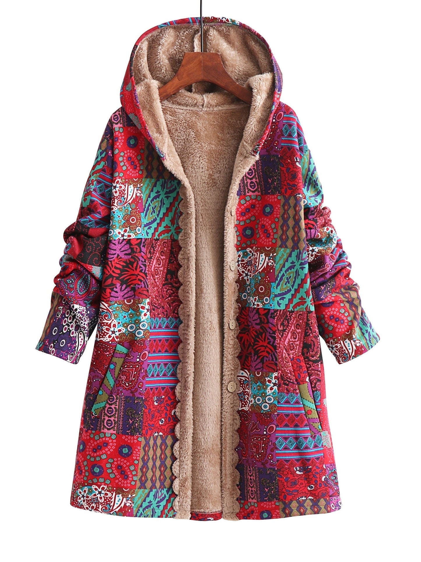 Maribel | Patchwork Coat Boho Hooded Winter Jacket