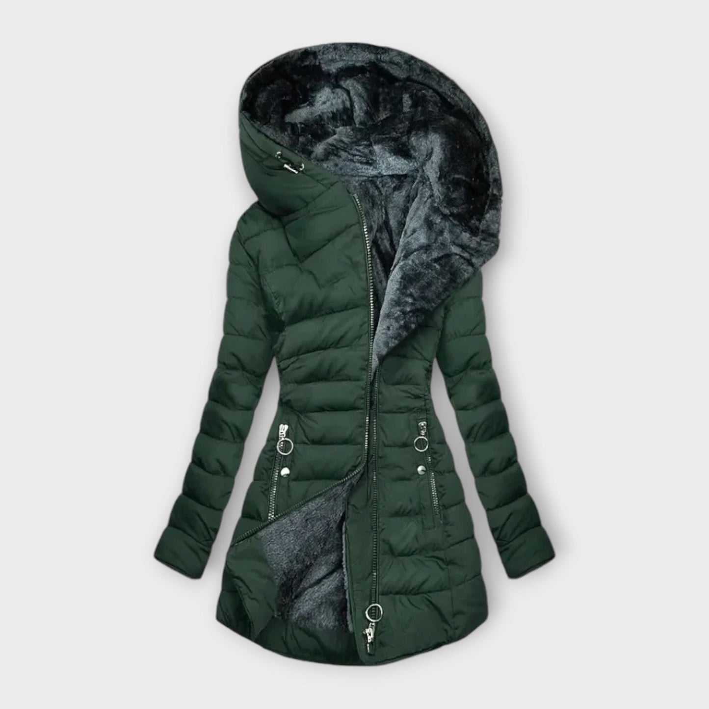 Deborah | Asymmetrical Hooded Puffer Coat