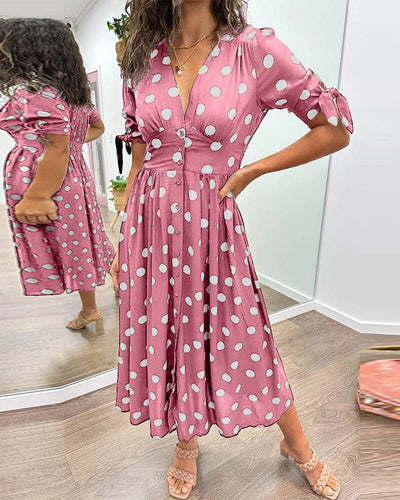 Aubrey | V-Neck Polka Dot Dress