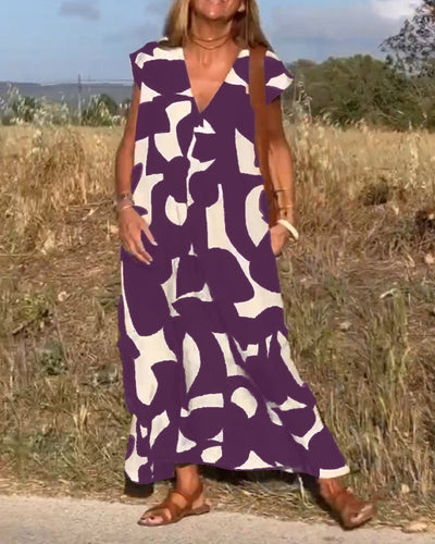 Aria | Elegant V-neck Floral Dress