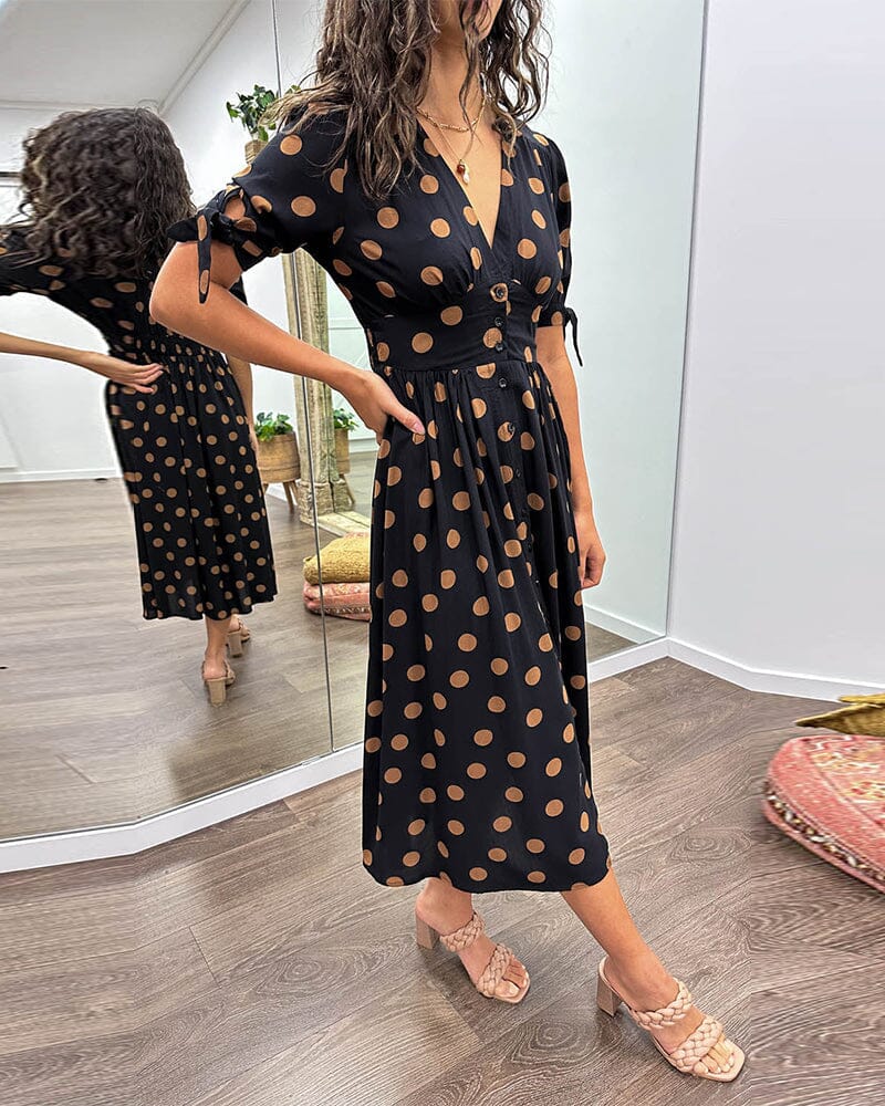 Aubrey | V-Neck Polka Dot Dress