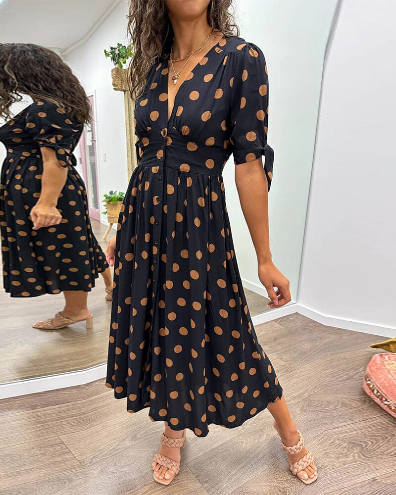 Aubrey | V-Neck Polka Dot Dress