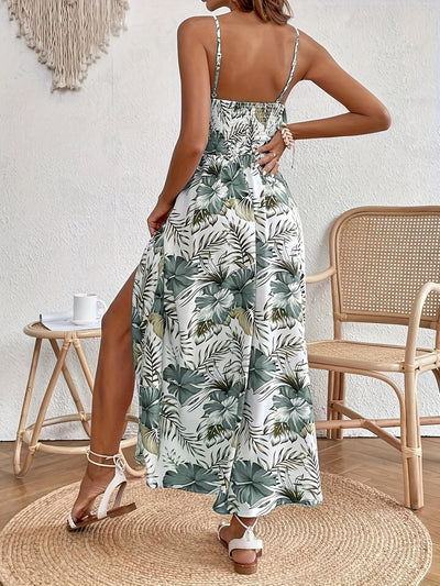 Maple | Floral V-Neck Suspender Maxi Dress