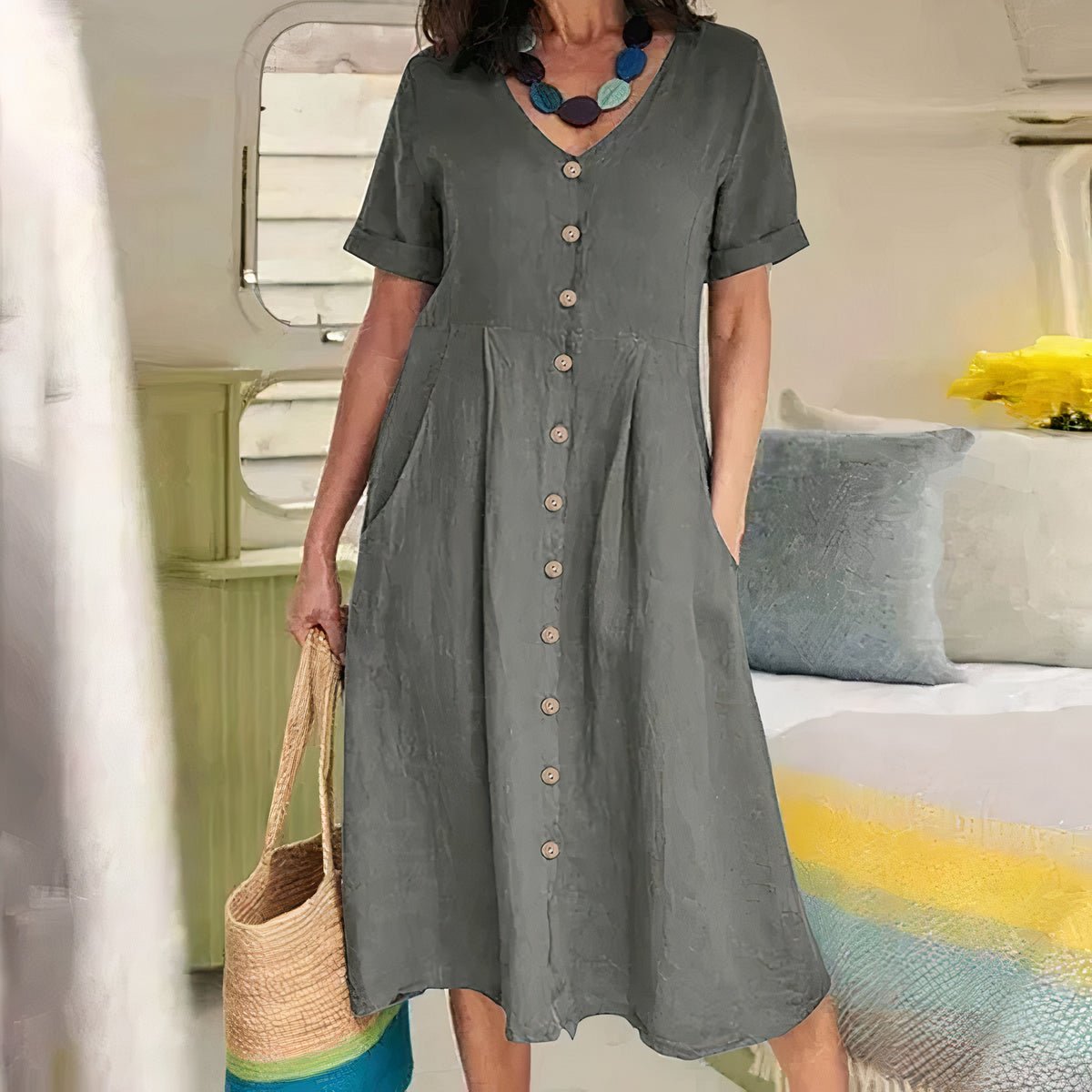 Natalie | Graceful Button Dress