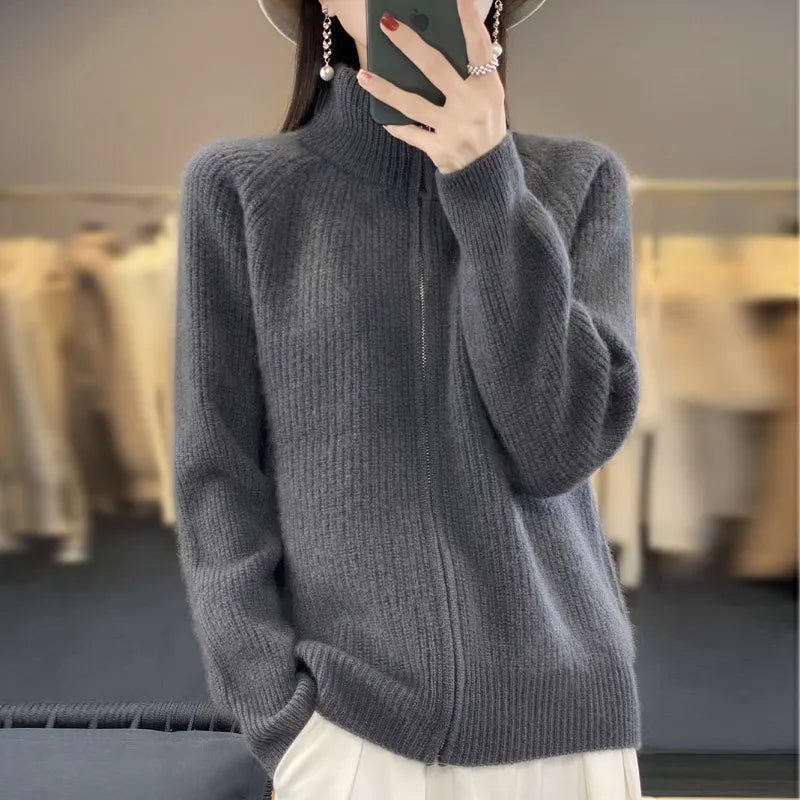 Charlotte | Zippered Wool Cardigan