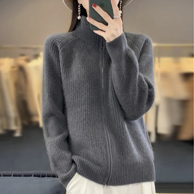 Charlotte | Zippered Wool Cardigan