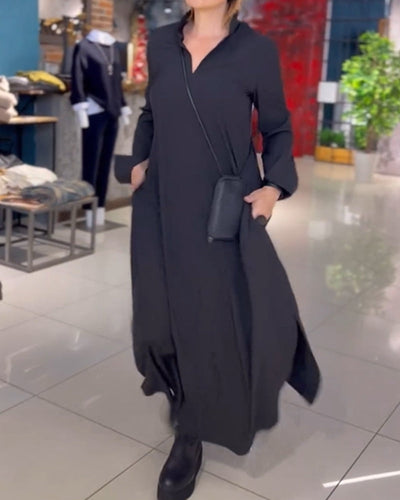 Zoe | Side Slit Lapel Loose Long Dress
