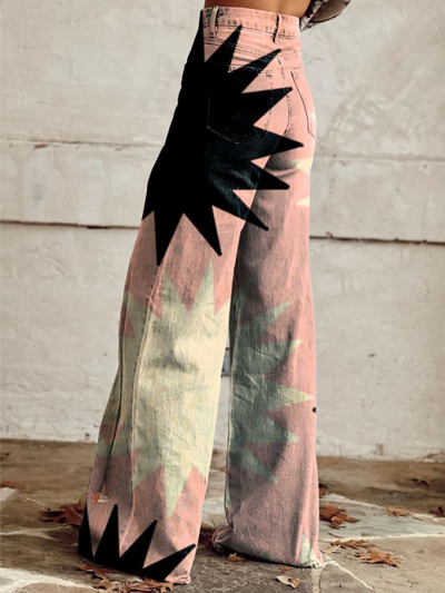 Sophia | Pink Burst Wide Leg Trousers