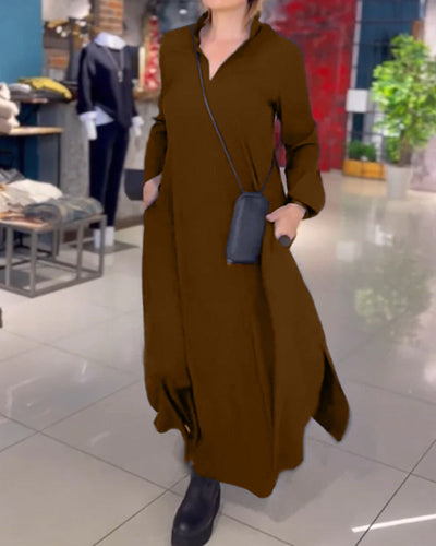 Zoe | Side Slit Lapel Loose Long Dress
