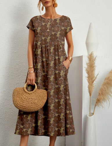 Emily | Chic O-neck Printed Dress with Pockets