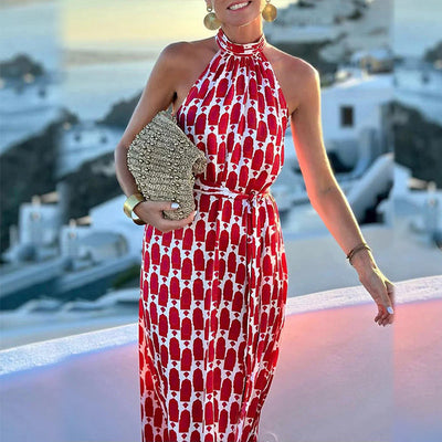 Abigail | Halterneck Beach Print Dress