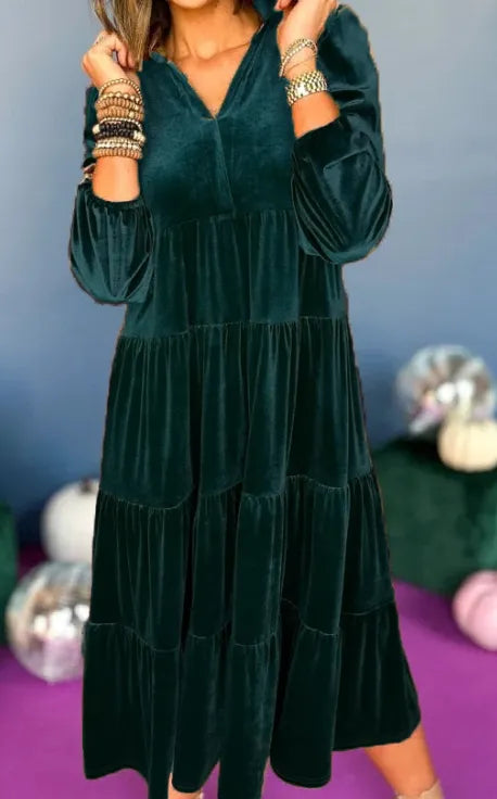 Aubrey | Cozy V-Neck Velvet Dress