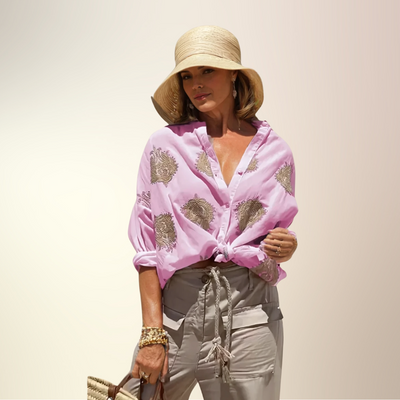 Gaby | Stitched Button-Up Shirt