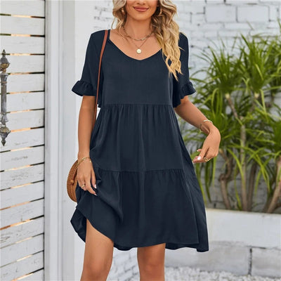Emily | V-Neck Flounce Sleeve Tiered Dress