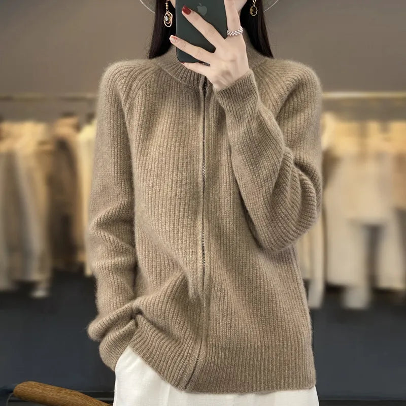 Charlotte | Zippered Wool Cardigan