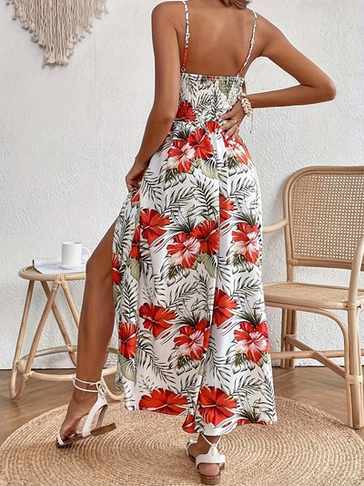 Maple | Floral V-Neck Suspender Maxi Dress