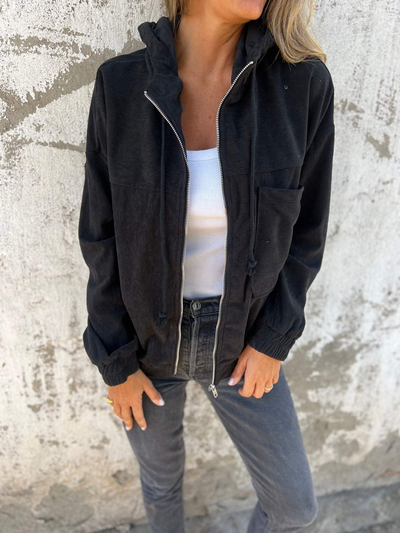 Emily | Cozy Corduroy Jacket with Hood and Zip