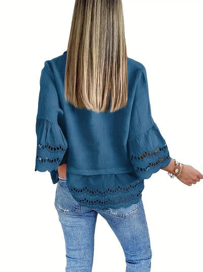 Emily Ruffle Hem Button-Up Blouse | Breezy Summer Style