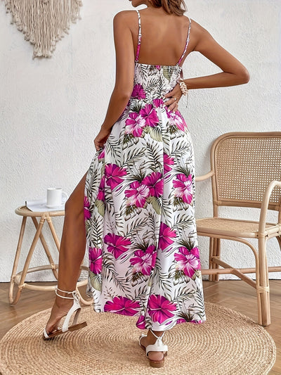 Maple | Floral V-Neck Suspender Maxi Dress