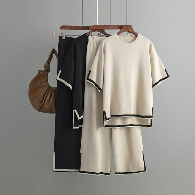 Charlotte | Chic Ice Silk Short Sleeve Co-Ord Set