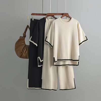 Charlotte | Chic Ice Silk Short Sleeve Co-Ord Set